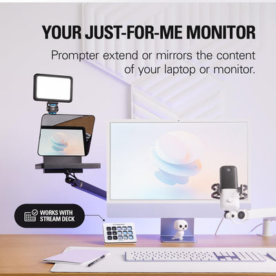 Prompter – Teleprompter with Built-In Screen for Youtube, Twitch, Zoom, MS Teams and More, Supports Dslr/Webcam/Smartphone, Drag & Drop Monitor Display, Works with Mac/Pc & Stream Deck