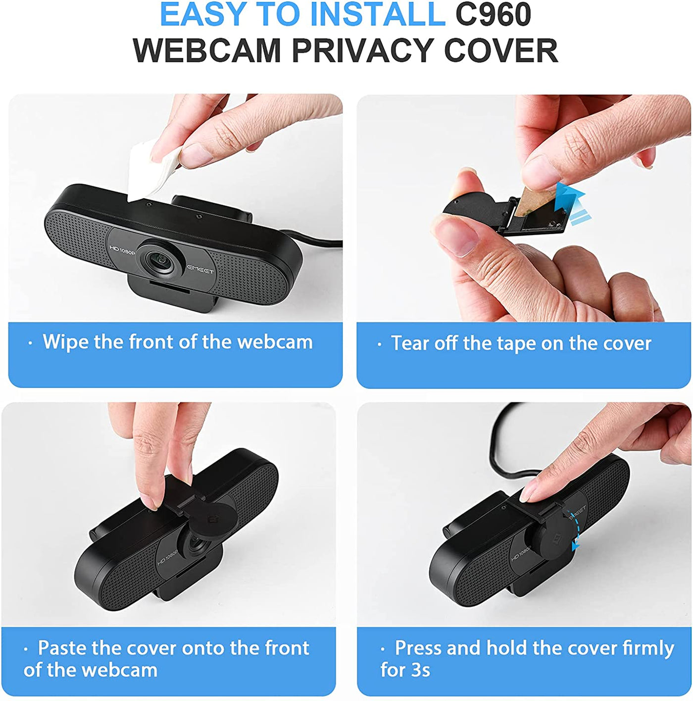 1080P Webcam with Microphone, C960 Web Camera, 2 Mics Streaming Webcam, 90°FOV Computer Camera, Plug and Play USB Webcam for Online Calling/Conferencing, Zoom/Skype/Facetime/Youtube, Laptop/Pc