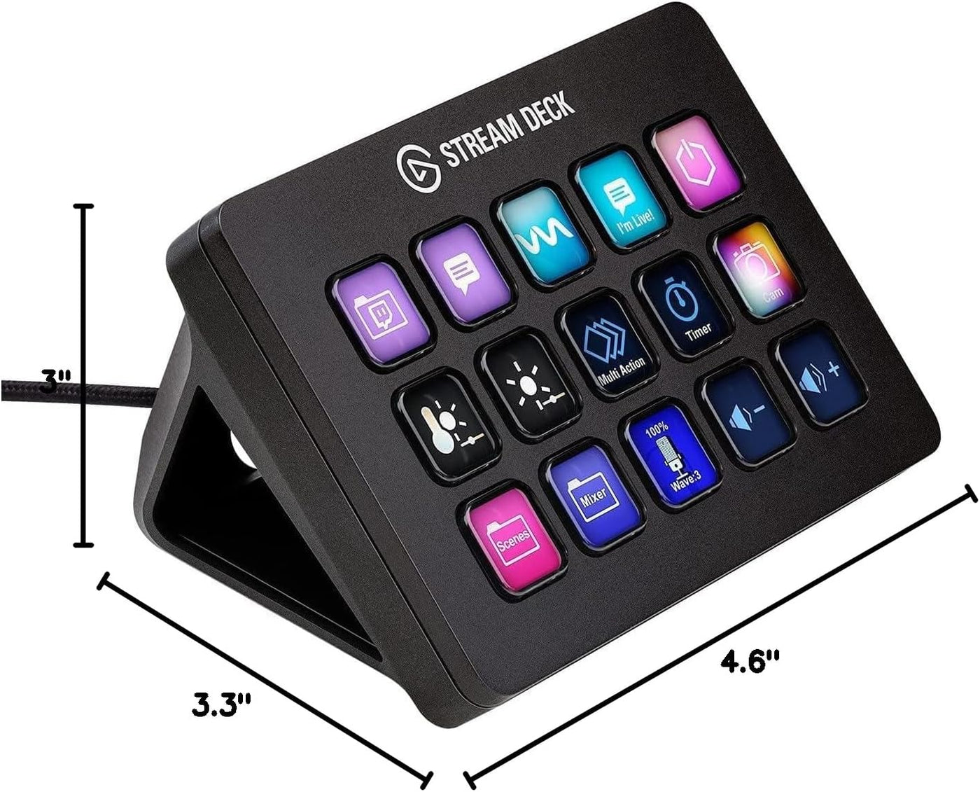 Stream Deck MK.2 – Studio Controller, 15 Macro Keys, Trigger Actions in Apps and Software like OBS, Twitch, ​Youtube and More, Works with Mac and PC