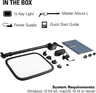 Key Light - Professional 2800 Lumens Studio Light • with Desk Clamp • for Streaming, Recording and Video Conferencing • Temperature and Brightness App-Adjustable • on Mac, PC, Ios, Android