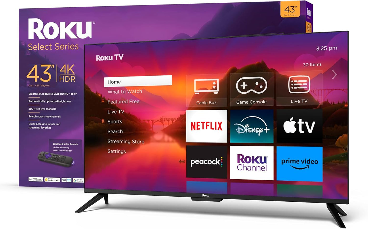 Smart TV – 43-Inch Select Series 4K HDR tv with  Enhanced Voice Remote, Brilliant 4K Picture, Automatic Brightness, & Seamless Streaming – Live Local News, Sports, Family Entertainment