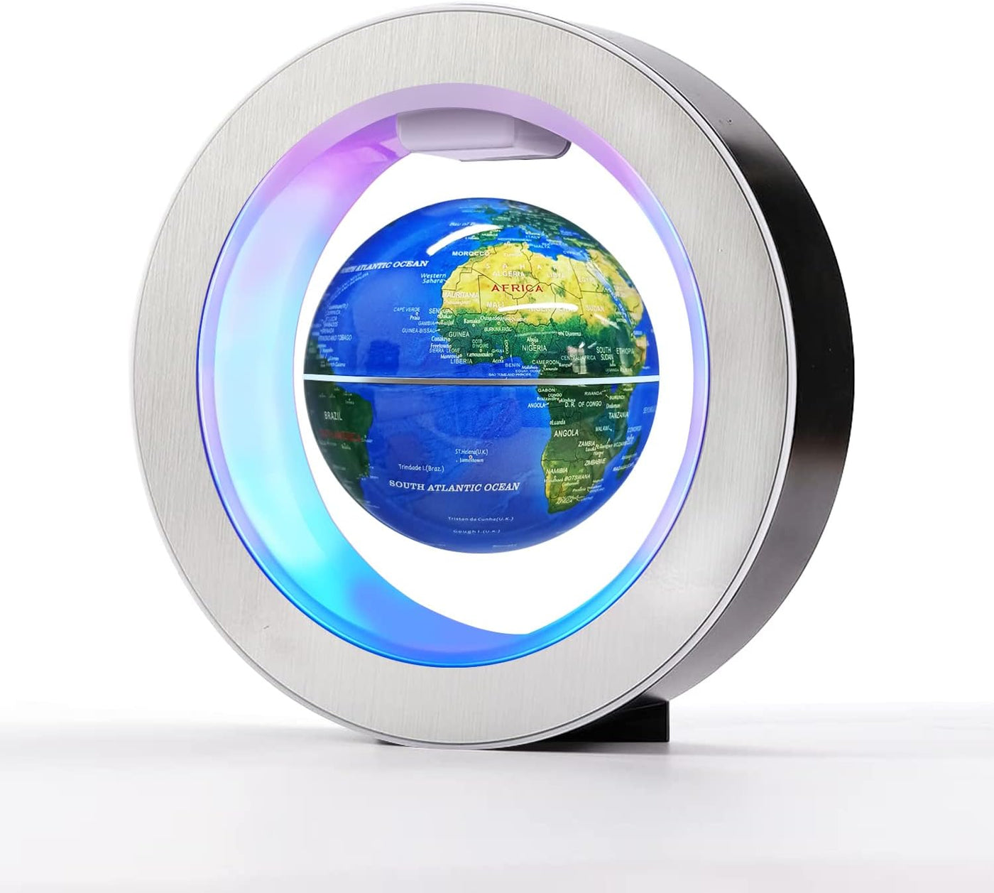 Magnetic Levitation Floating Globe - Levitating O Shape Globe with LED Lights for Educational Home Office Desk Decor - Birthday Holiday Party Item (4Inches Globe