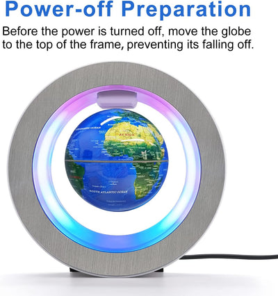 Magnetic Levitation Floating Globe - Levitating O Shape Globe with LED Lights for Educational Home Office Desk Decor - Birthday Holiday Party Item (4Inches Globe