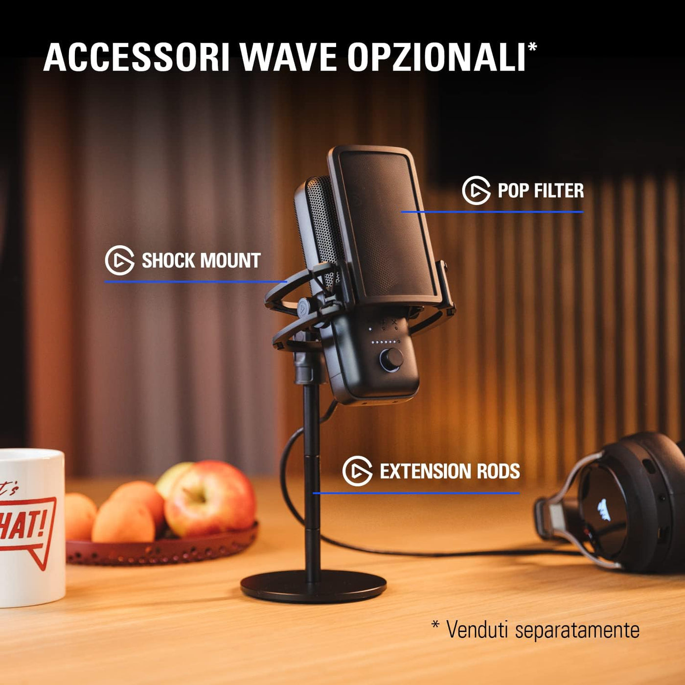 Wave:3 - Premium Studio Quality USB Condenser Microphone for Streaming, Podcast, Gaming and Home Office, Free Mixer Software, Sound Effect Plugins, Anti-Distortion, Plug ’N Play, for Mac, PC