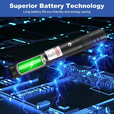 Green Laser Pointer High Power Pen - Long Range Rechargeable Laser Beam, USB Charging for Hiking, Presentations & Outdoor Use (Professional-Grade Green Light)