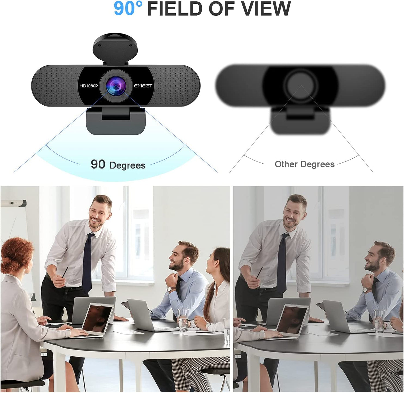 1080P Webcam with Microphone, C960 Web Camera, 2 Mics Streaming Webcam, 90°FOV Computer Camera, Plug and Play USB Webcam for Online Calling/Conferencing, Zoom/Skype/Facetime/Youtube, Laptop/Pc