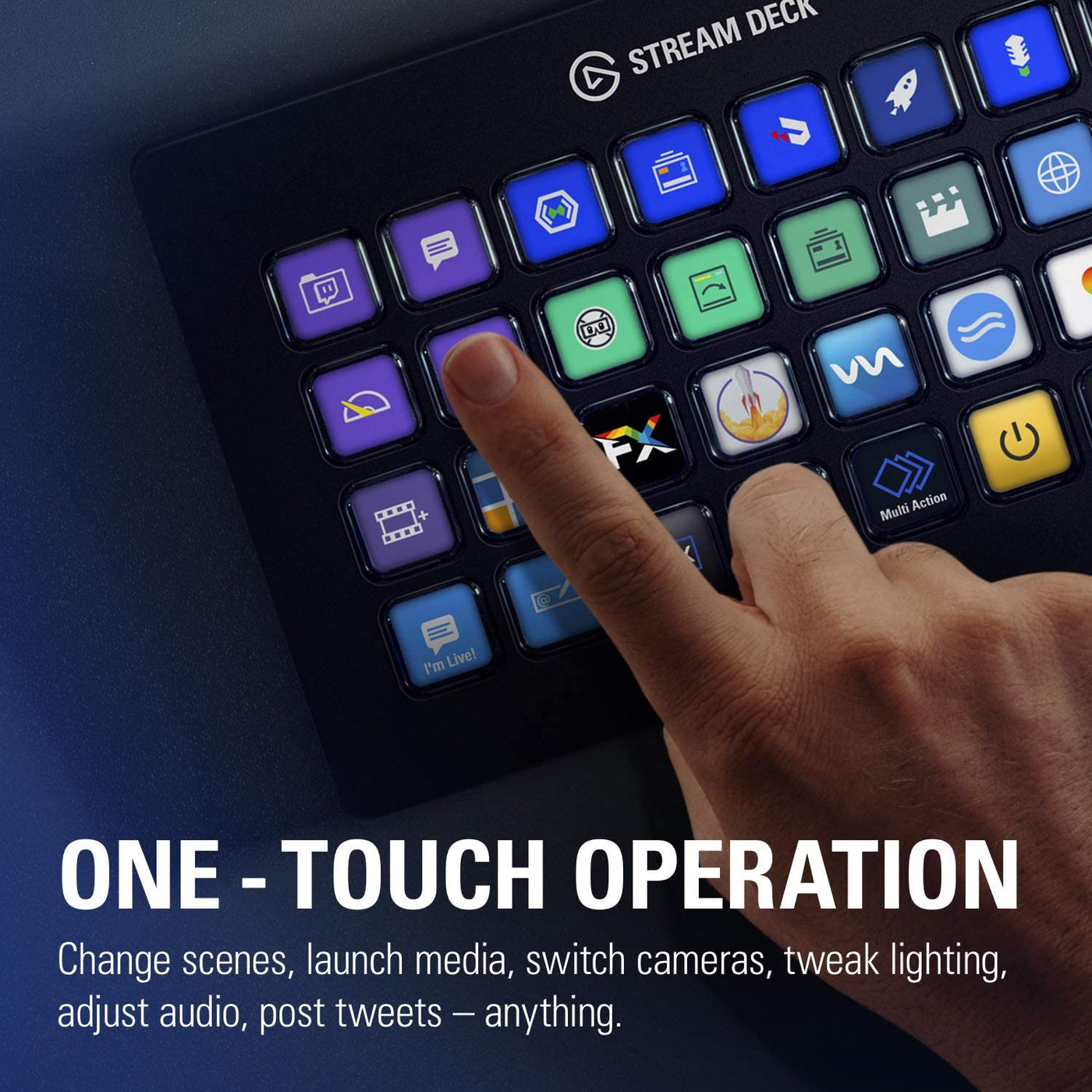 Stream Deck XL – Advanced Studio Controller, 32 Macro Keys, Trigger Actions in Apps and Software like OBS, Twitch, ​Youtube and More, Works with Mac and PC