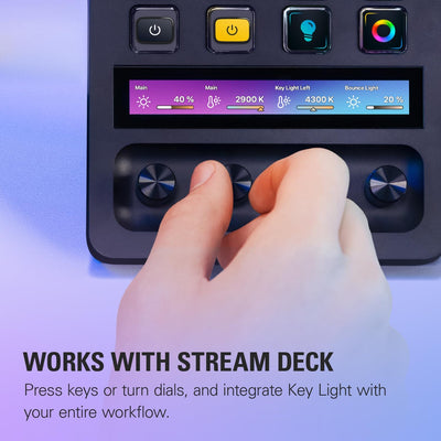 Key Light - Professional 2800 Lumens Studio Light • with Desk Clamp • for Streaming, Recording and Video Conferencing • Temperature and Brightness App-Adjustable • on Mac, PC, Ios, Android