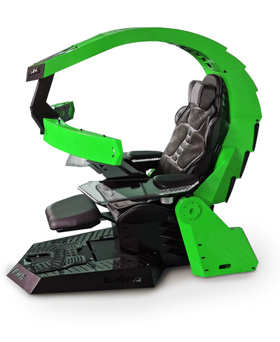 Ergonomic Recline PC Chair Cockpit UNICORN with Heat/Massage Zero Gravity Cockpit Support 1-3 Monitors ,RGB Light OEM Ok