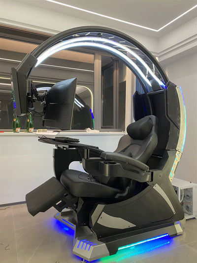 Super Dream Pod Zero Gravity Recline Tilting PC Gaming Racing Chair Gaming Cockpit with Speakers RGB LED Support 1-2 Screens