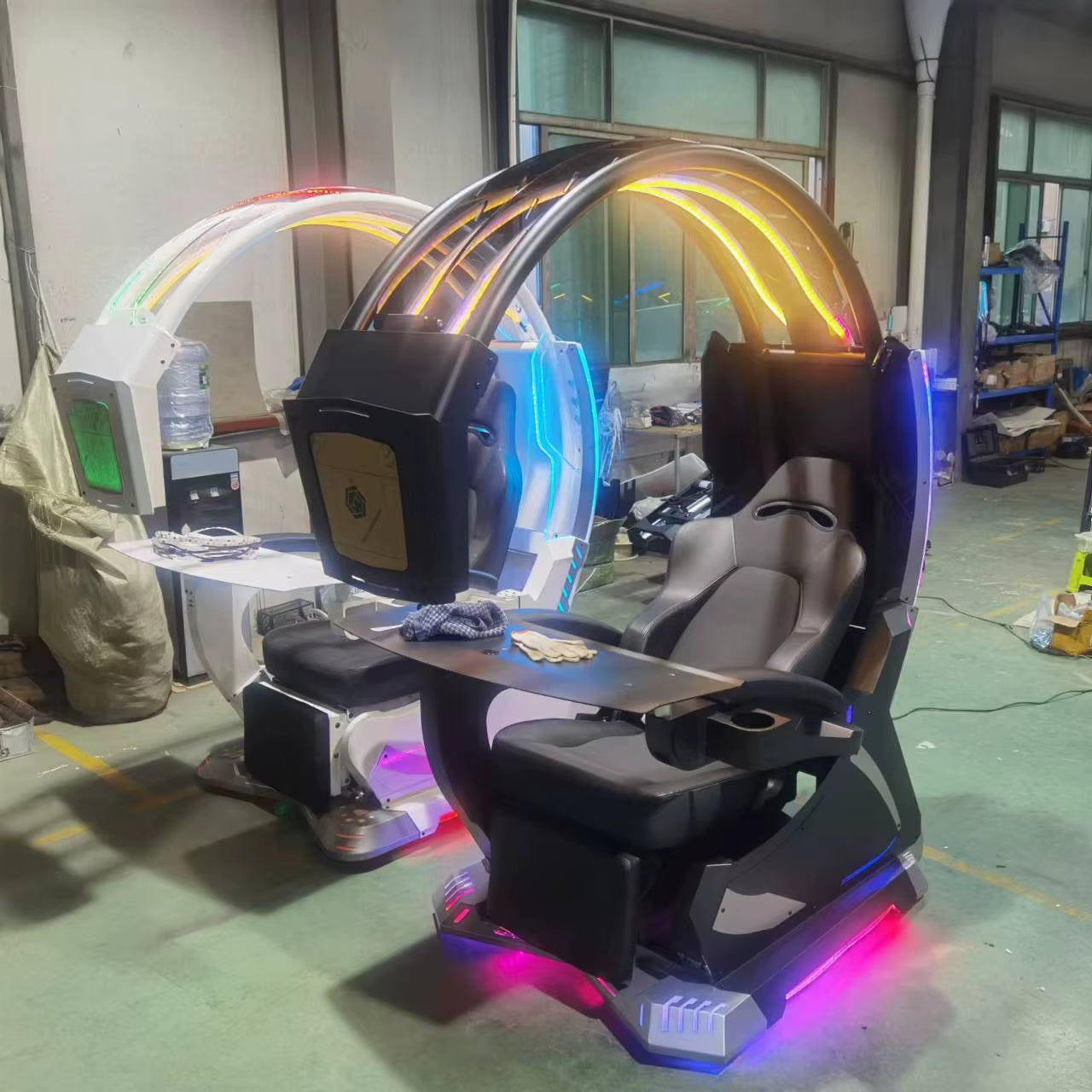 Super Dream Pod Zero Gravity Recline Tilting PC Gaming Racing Chair Gaming Cockpit with Speakers RGB LED Support 1-2 Screens