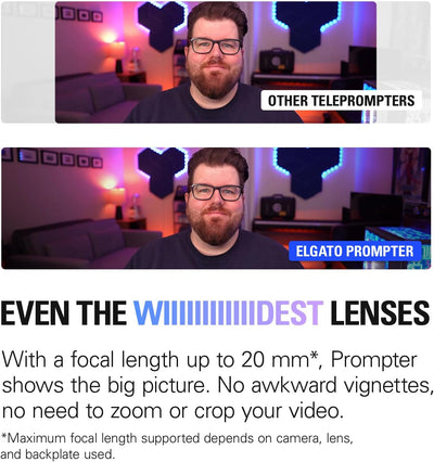 Prompter – Teleprompter with Built-In Screen for Youtube, Twitch, Zoom, MS Teams and More, Supports Dslr/Webcam/Smartphone, Drag & Drop Monitor Display, Works with Mac/Pc & Stream Deck