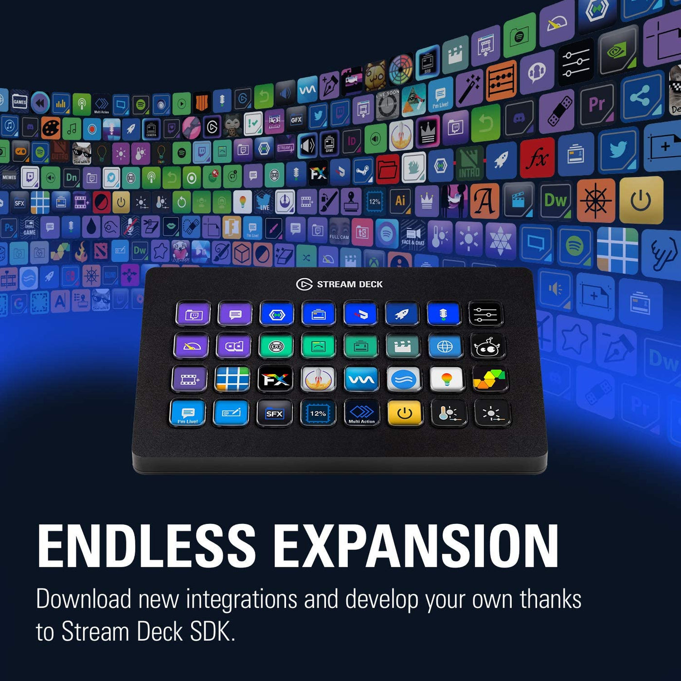 Stream Deck XL – Advanced Studio Controller, 32 Macro Keys, Trigger Actions in Apps and Software like OBS, Twitch, ​Youtube and More, Works with Mac and PC