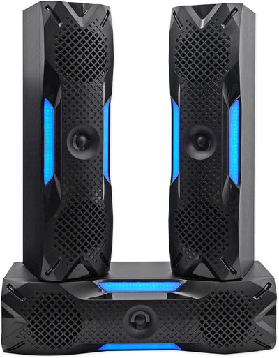 HTS56 1000W 5.1 Channel Home Theater System with 8" Subwoofer, Bluetooth, USB, Includes Remote, LED Light Effects - Perfect for Movies, Music, Karaoke