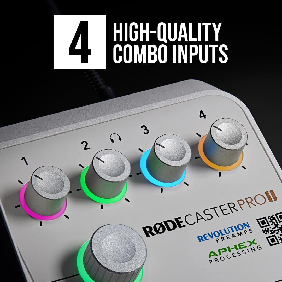 RØDE Rødecaster Pro II All-In-One Production Solution for Podcasting, Streaming, Music Production and Content Creation (White)