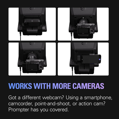 Prompter – Teleprompter with Built-In Screen for Youtube, Twitch, Zoom, MS Teams and More, Supports Dslr/Webcam/Smartphone, Drag & Drop Monitor Display, Works with Mac/Pc & Stream Deck