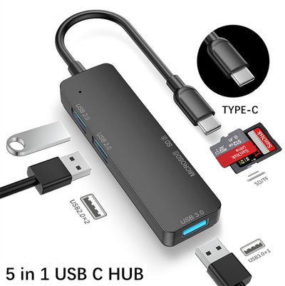 5-in-1 USB 3 Type-C Hub with SD Reader