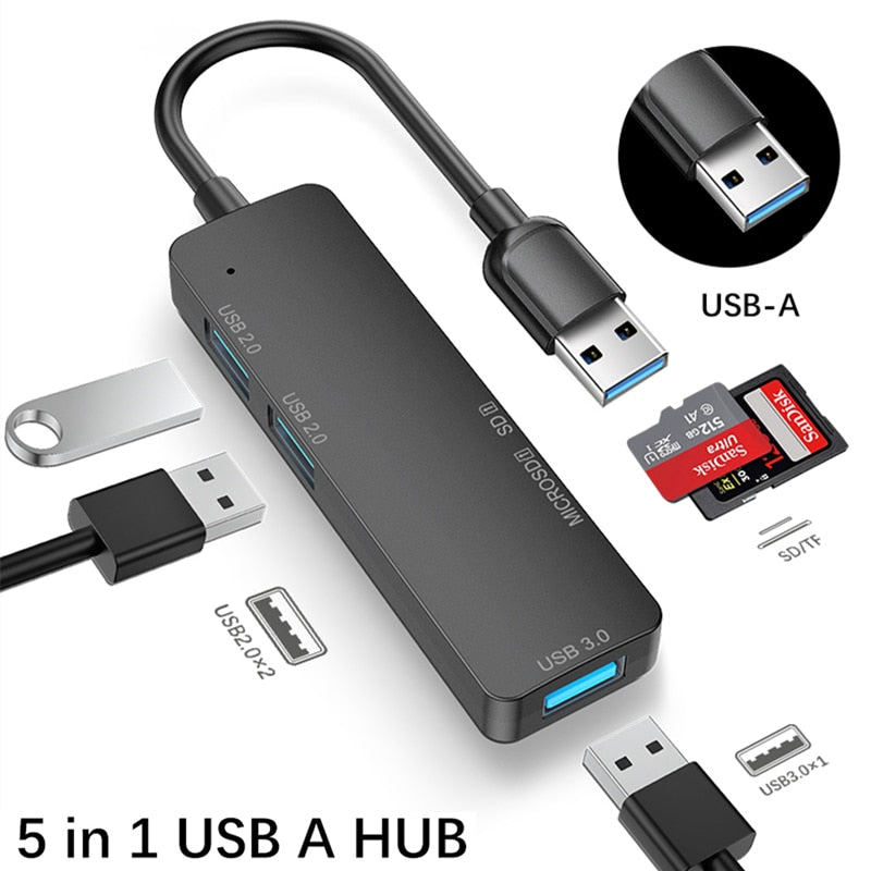 5-in-1 USB 3 Type-C Hub with SD Reader