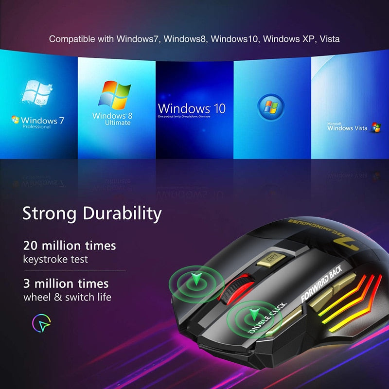 Wireless RGB Ergonomic Gaming Mouse