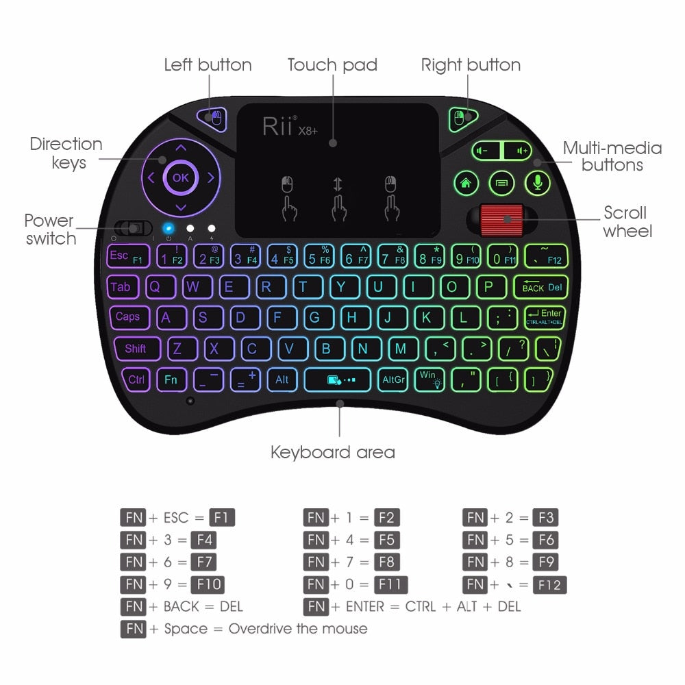 Mini Rechargeable Wireless Keyboard & Controller