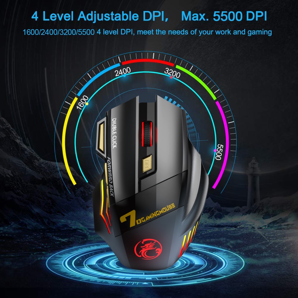 Wireless RGB Ergonomic Gaming Mouse