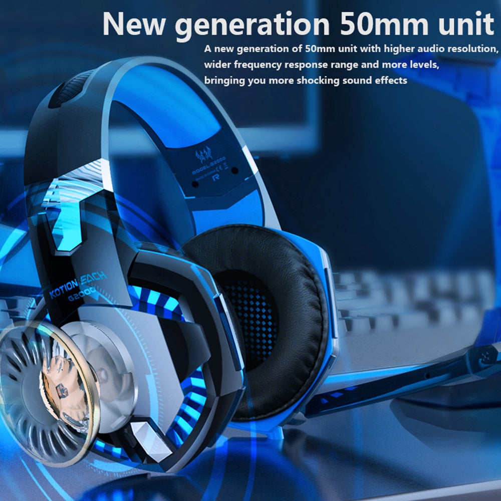 LED Wired Headset w/Max Bass + Mic