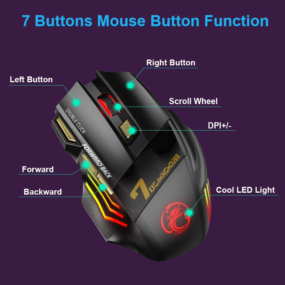 Wireless RGB Ergonomic Gaming Mouse