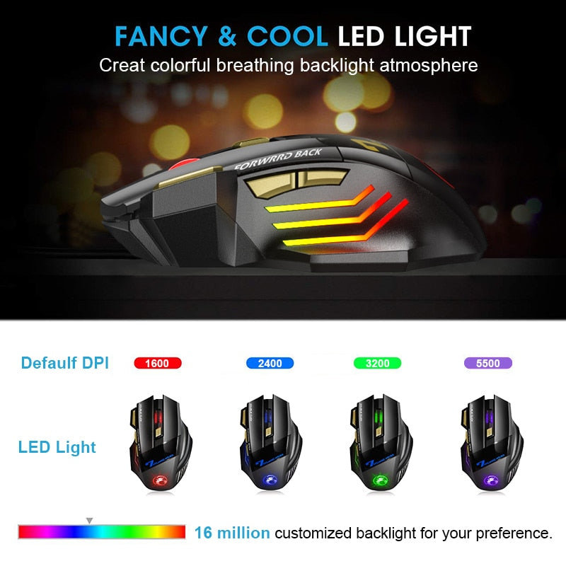 Wireless RGB Ergonomic Gaming Mouse