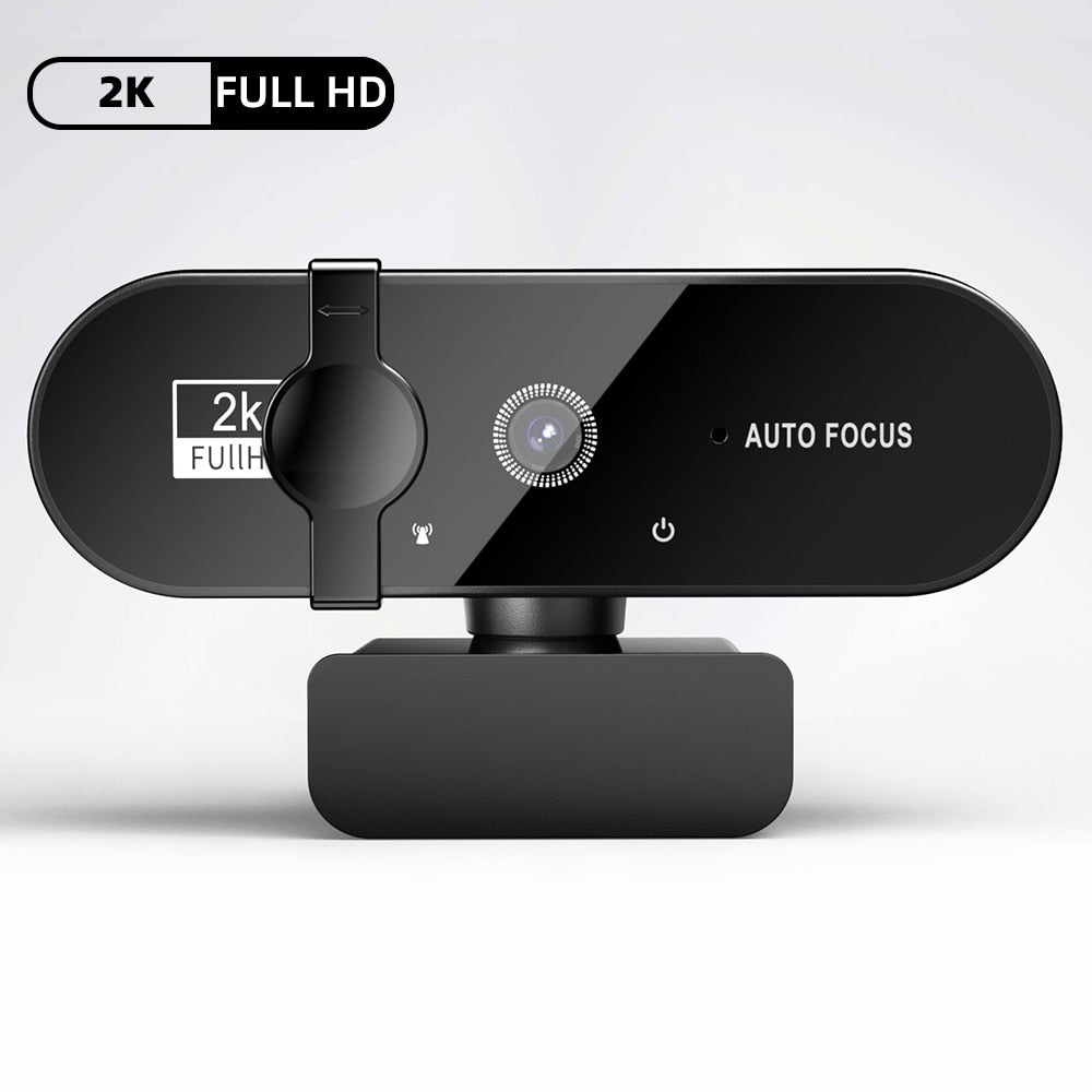 2k Webcam with Built-in Mic & Autofocus