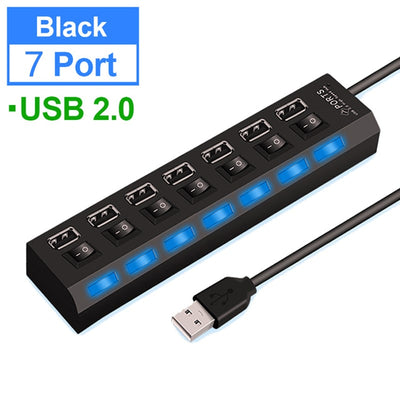 7-Ports LED USB Hub