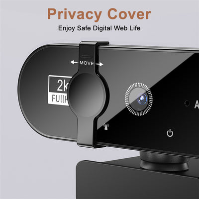 2k Webcam with Built-in Mic & Autofocus