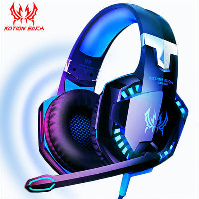 LED Wired Headset w/Max Bass + Mic