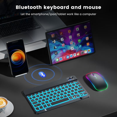 RGB Bluetooth Keyboard w/Rechargeable Mouse