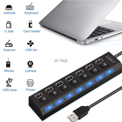 7-Ports LED USB Hub