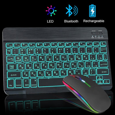 RGB Bluetooth Keyboard w/Rechargeable Mouse